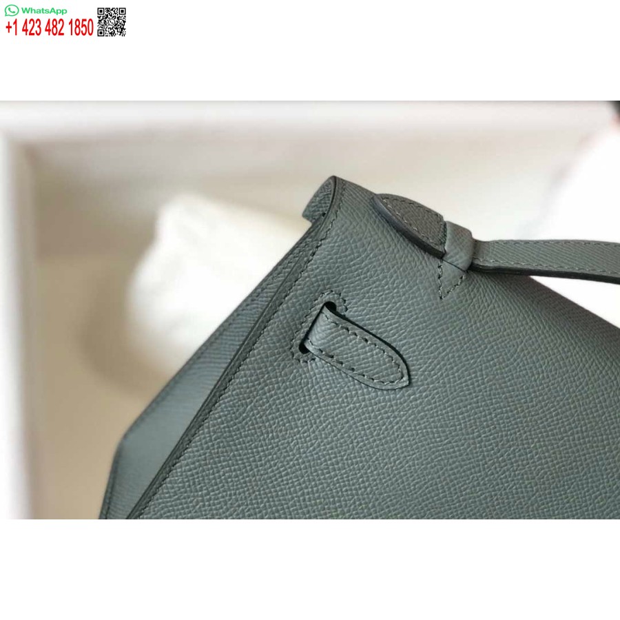Replik Hermès Mini Kelly Pochette Epsom Leder H230231 Mandelgrün