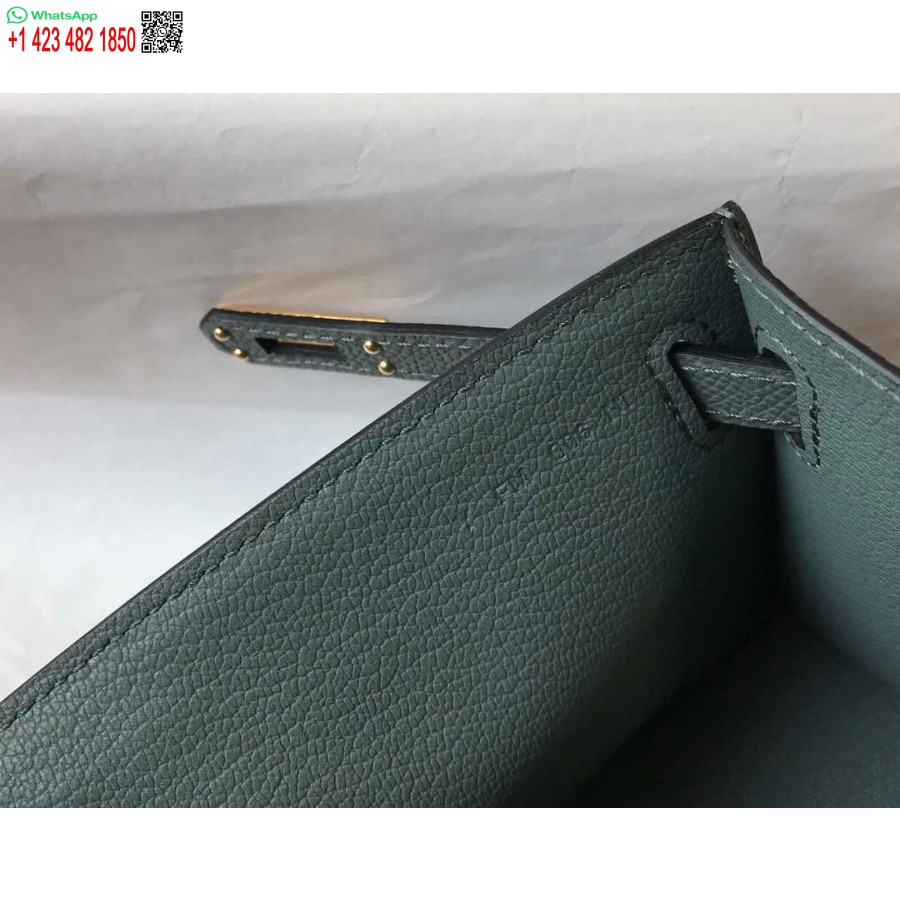 Replik Hermès Mini Kelly Pochette Epsom Leder H230231 Mandelgrün