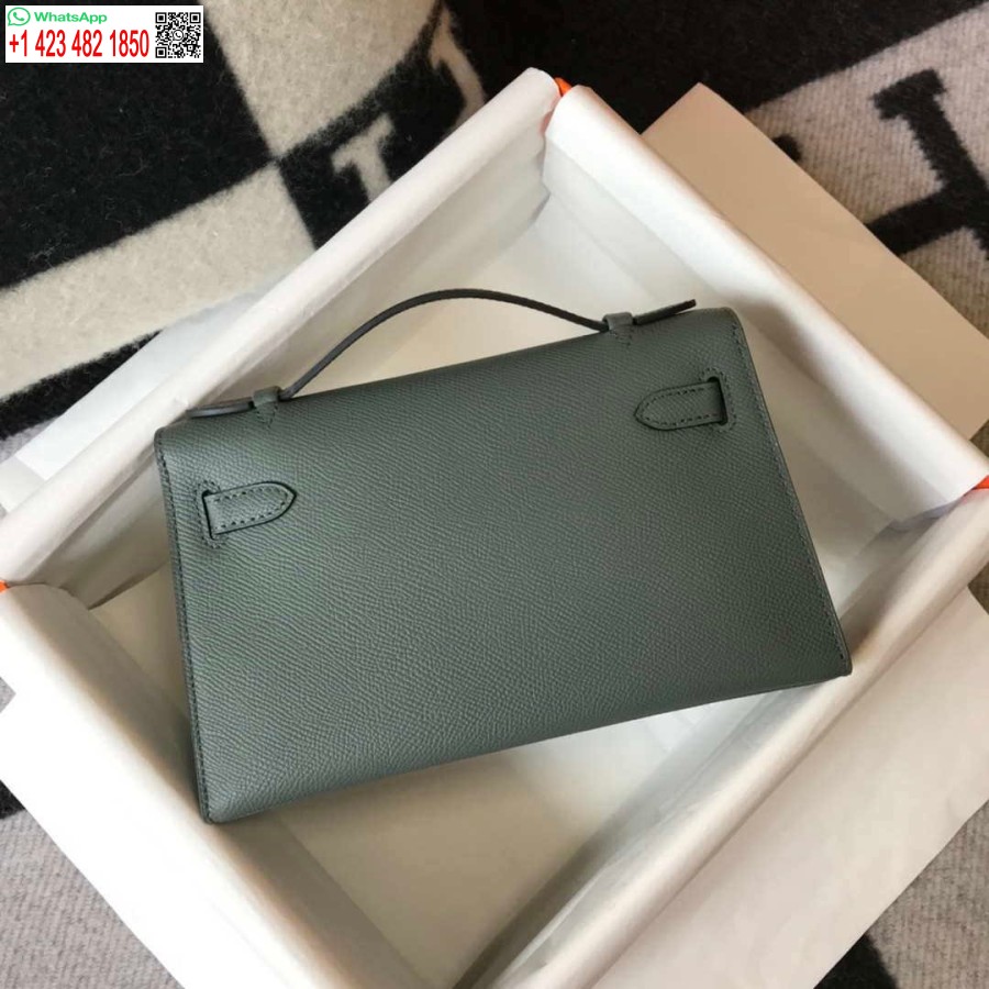 Replica Hermes Mini Pochette Kelly In Pelle Epsom H230231 Verde Mandorla