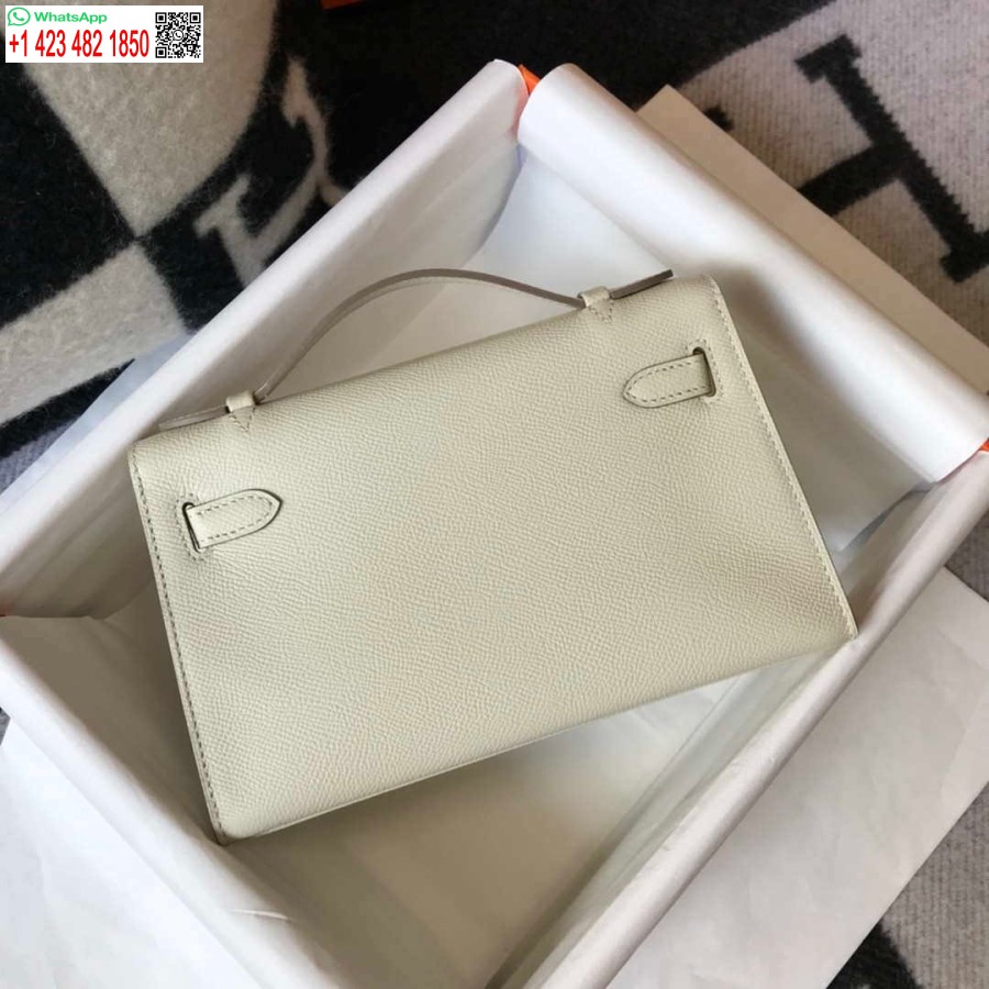 Replica Hermes Mini Kelly Pochette Epsom ādas H230230 Balta