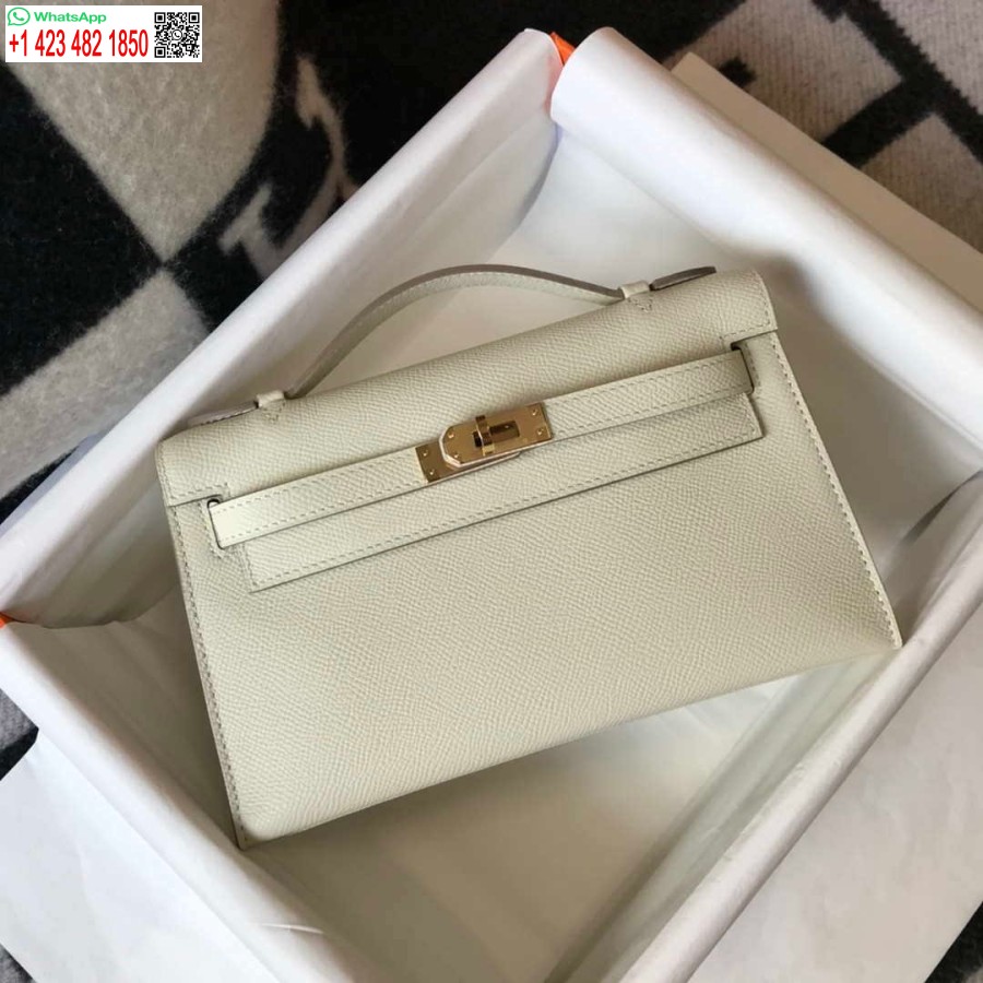 Replica Hermes Mini Kelly Pochette Epsom ādas H230230 Balta