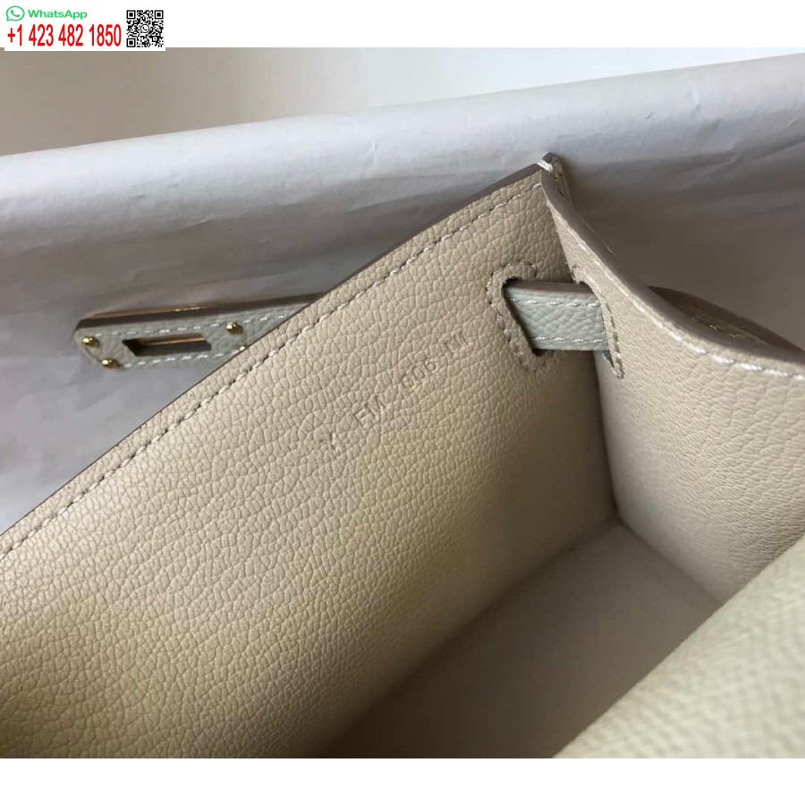 Replica Hermes Mini Kelly Pochette Epsom ādas H230230 Balta