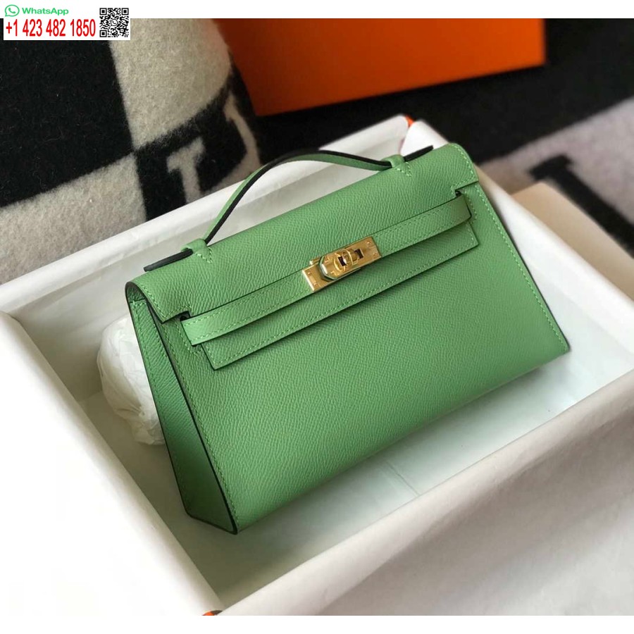 Replik Hermes Mini Kelly Pochette Epsom Leder H230229 Grün