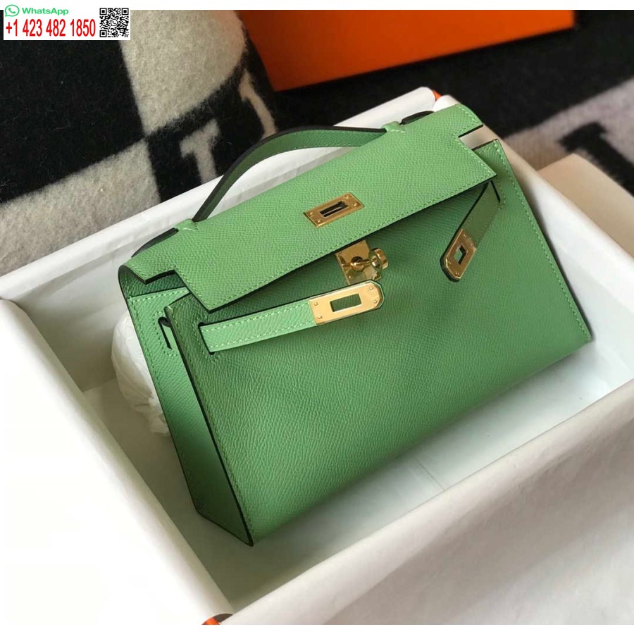Replik Hermes Mini Kelly Pochette Epsom Leder H230229 Grün