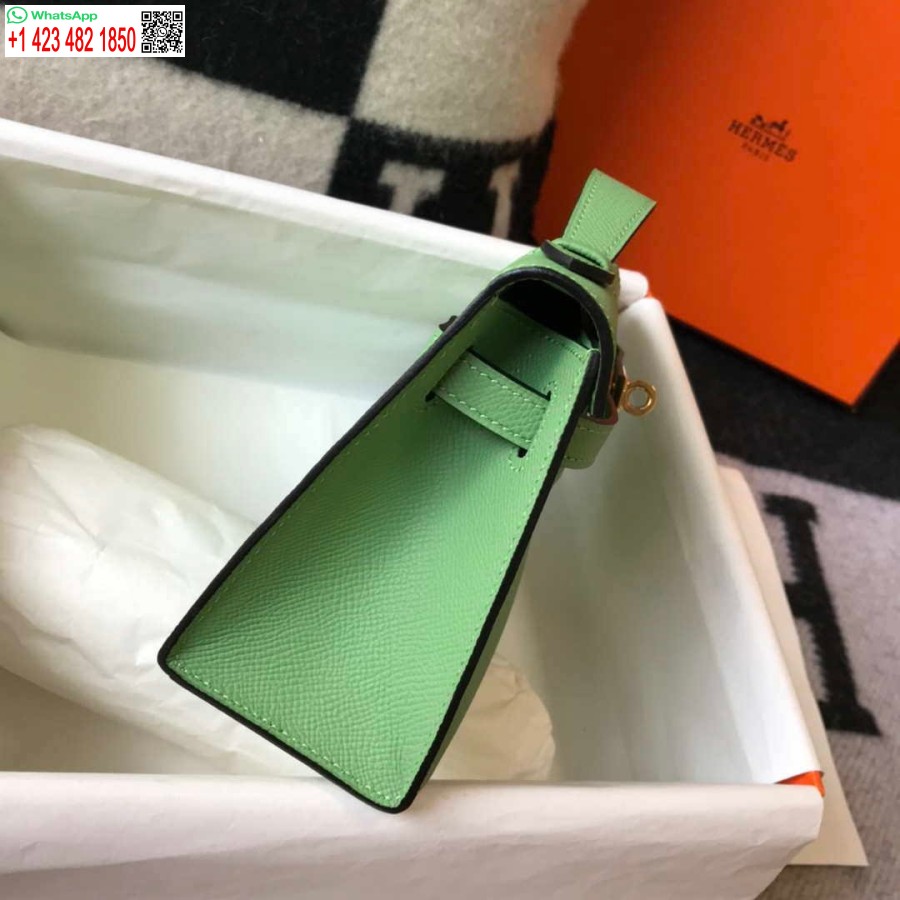 Replik Hermes Mini Kelly Pochette Epsom Leder H230229 Grün