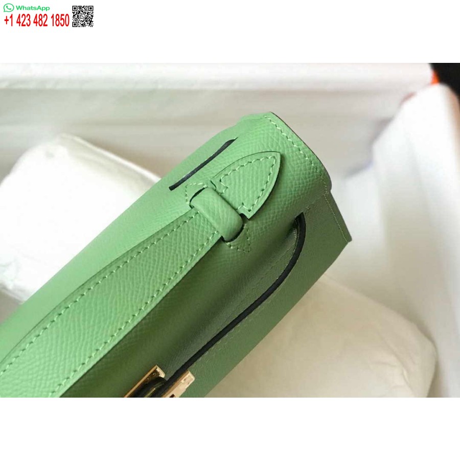 Replik Hermes Mini Kelly Pochette Epsom Leder H230229 Grün