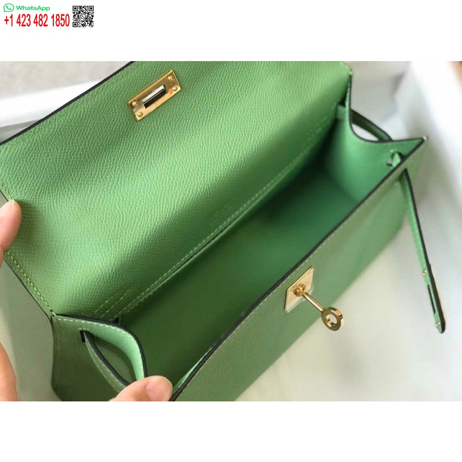 Replik Hermes Mini Kelly Pochette Epsom Leder H230229 Grün