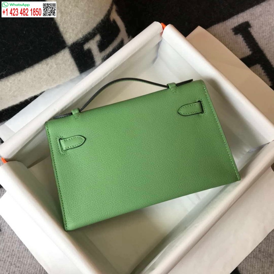 Replica Hermes Mini Kelly Pochette Epsom Nahast H230229 Roheline