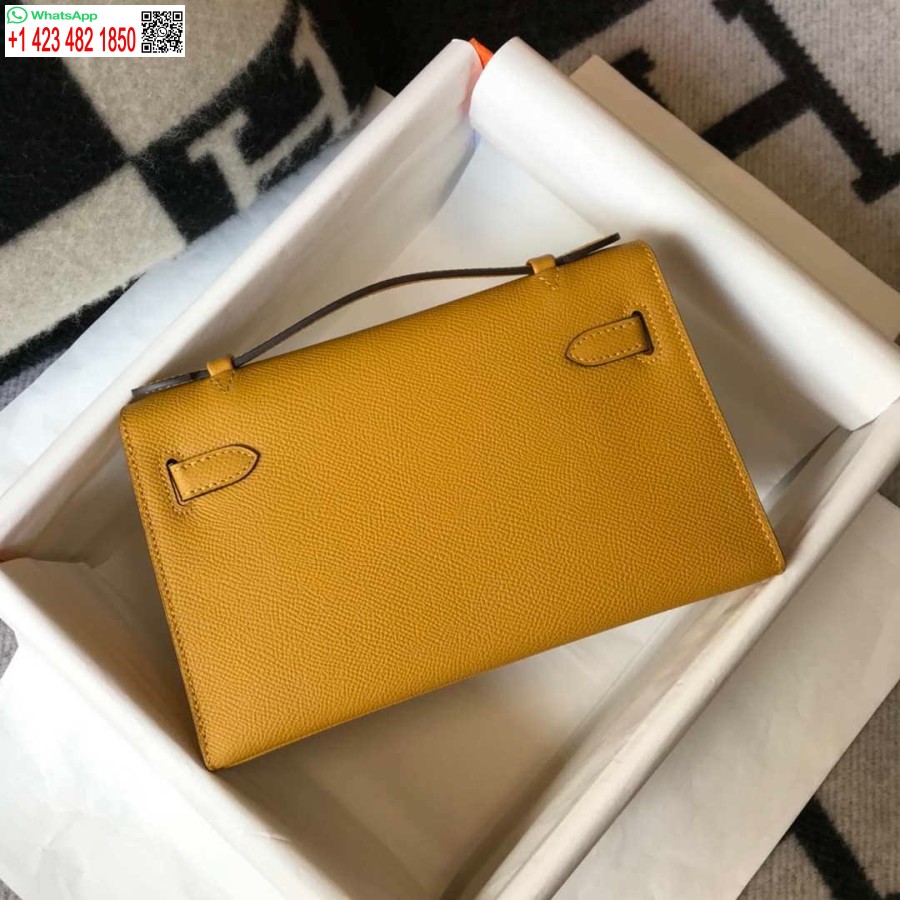 Replica Hermes Mini Kelly Pochette Epsom Nahast H230228 Kollane