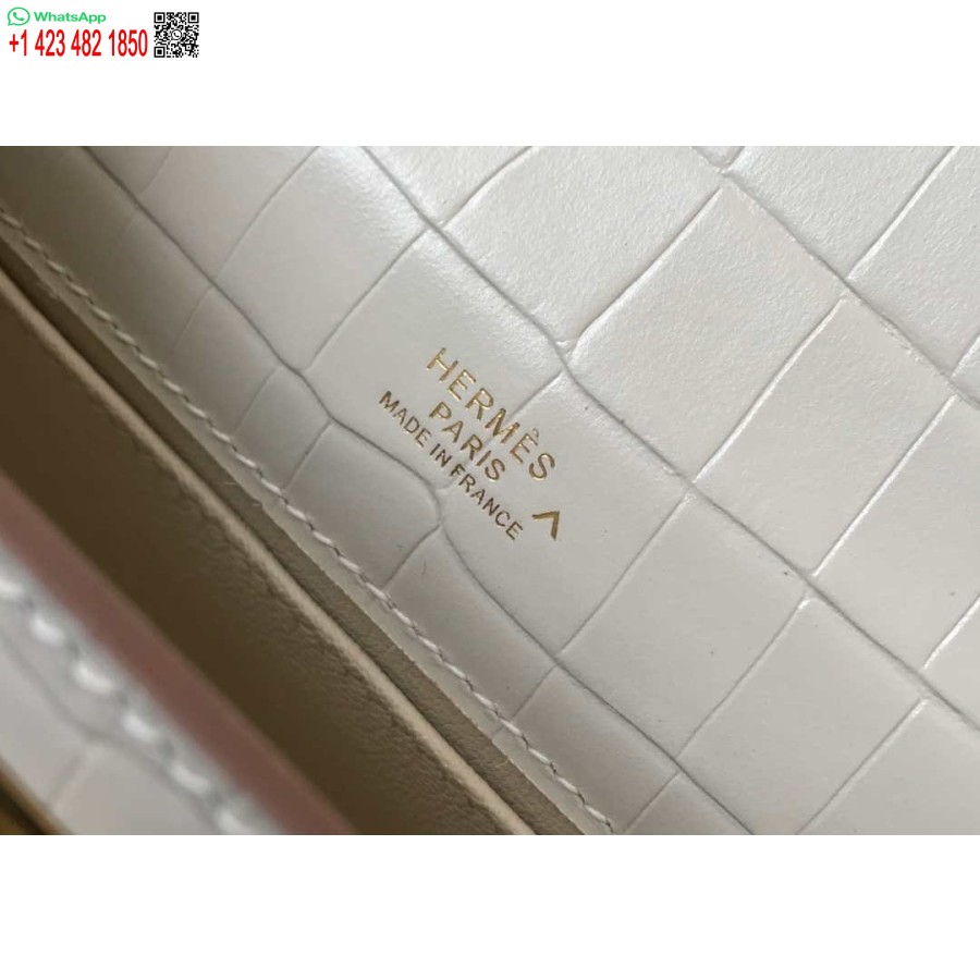 Replika Hermes Mini Kelly Poşet Timsah Derisi H230239 Beyaz