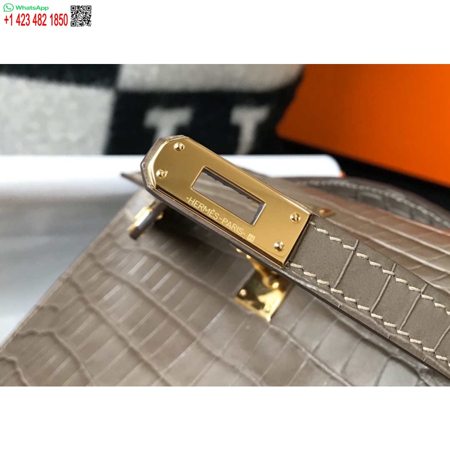 Replika Hermes Mini Kelly Poşet Timsah Derisi H230237 Kekik