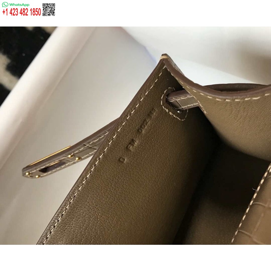 Replika Hermes Mini Kelly Poşet Timsah Derisi H230237 Kekik