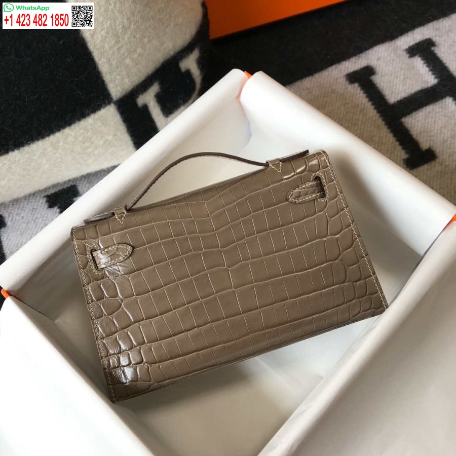 Replica Hermes Mini Kelly Pochette In Pelle Di Coccodrillo H230237 Origano