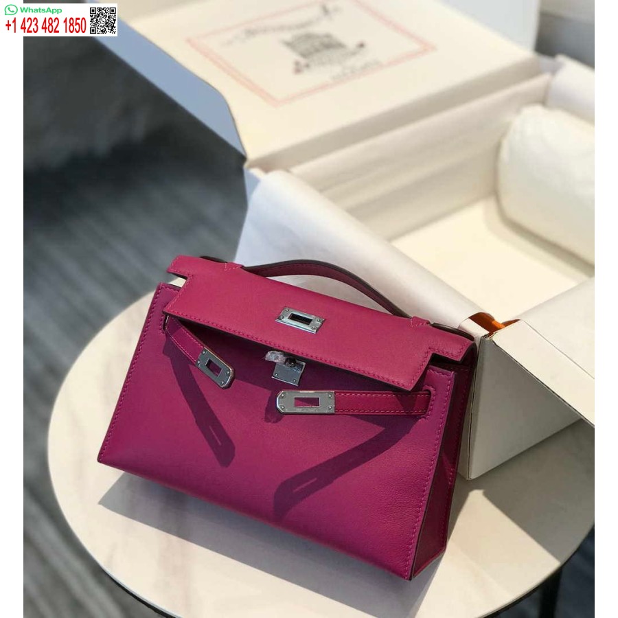 Replica Hermes Kelly Pochette Swift Pochette In Pelle Argento H230263