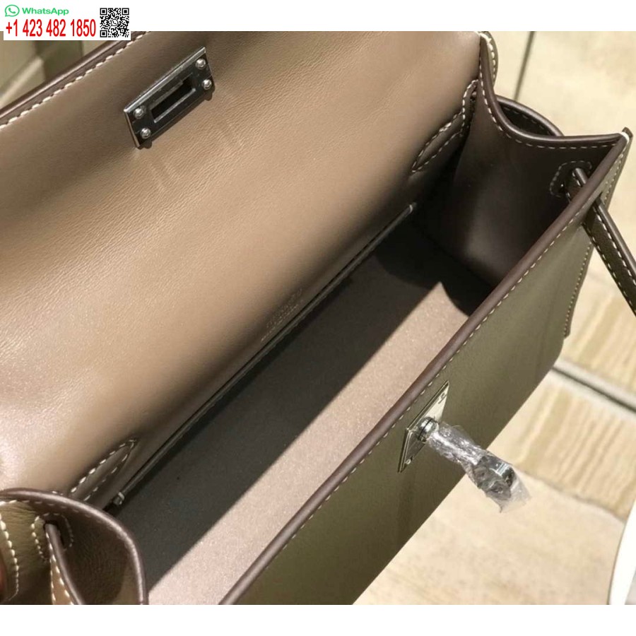 レプリカエルメスケリーポシェットスイフトレザークラッチバッグシルバーh230262