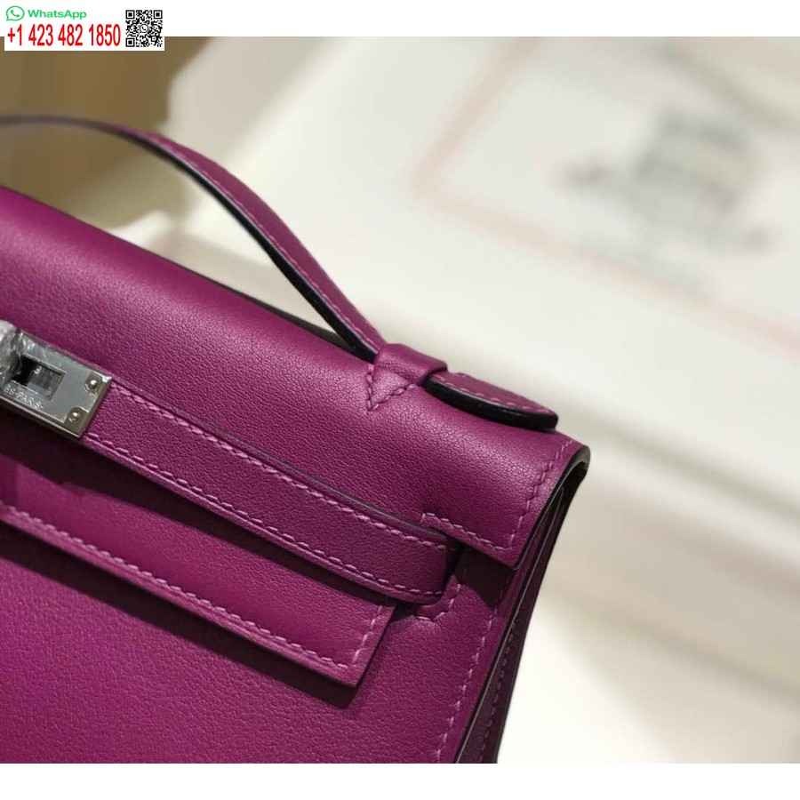 Réplique Hermes Kelly Pochette Swift Sac D'embrayage En Cuir Argent H230261