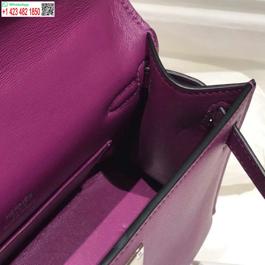 Réplique Hermes Kelly Pochette Swift Sac D'embrayage En Cuir Argent H230261