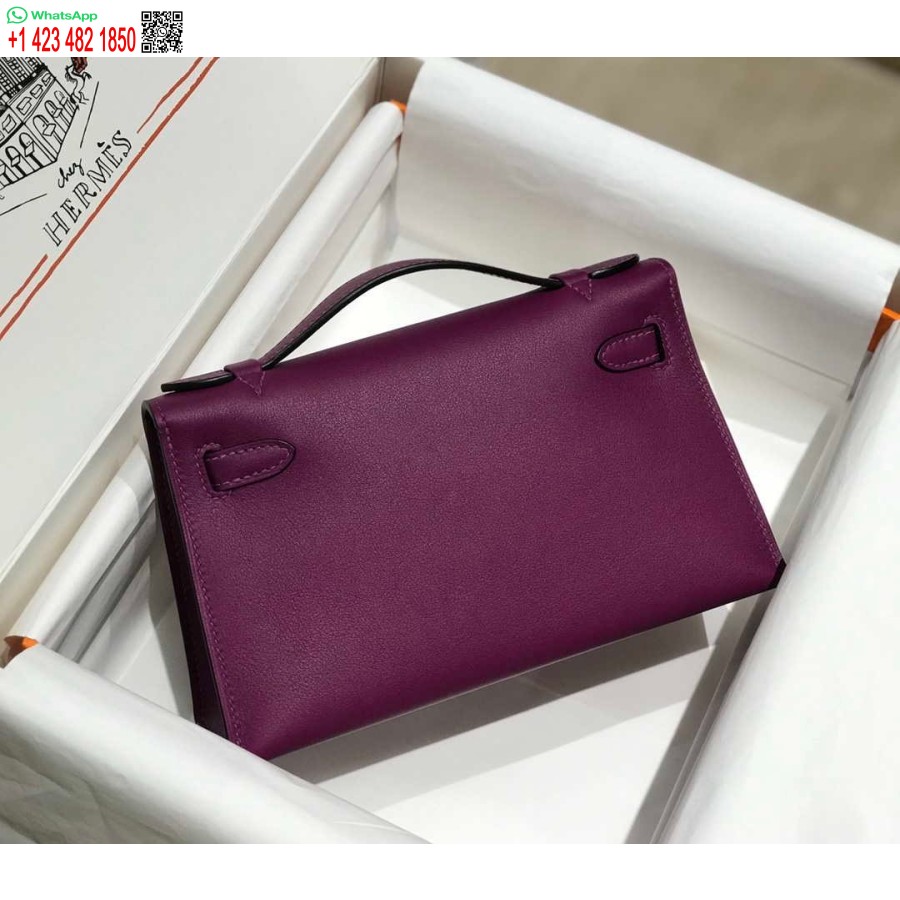 Replica Hermes Kelly Pochette Swift Pochette In Pelle Argento H230261