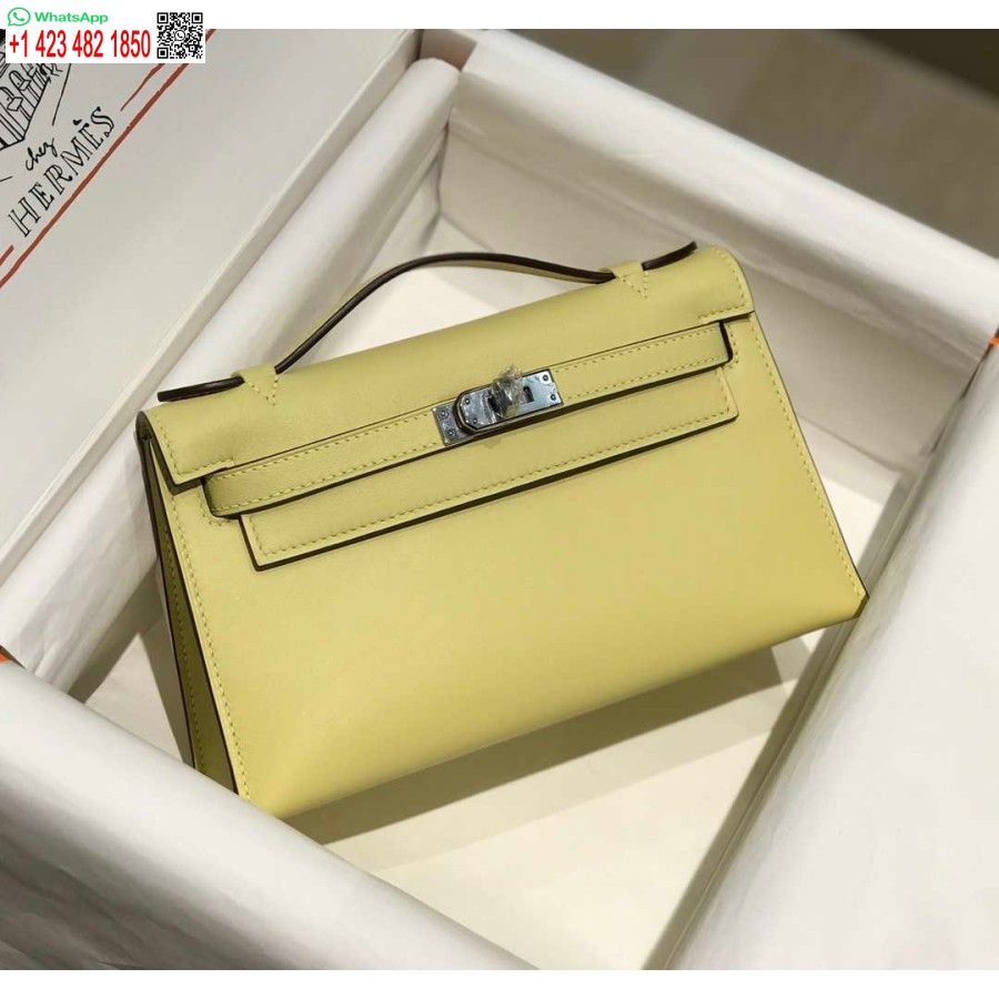Replica Hermes Kelly Pochette Swift Pochette In Pelle Argento H230260