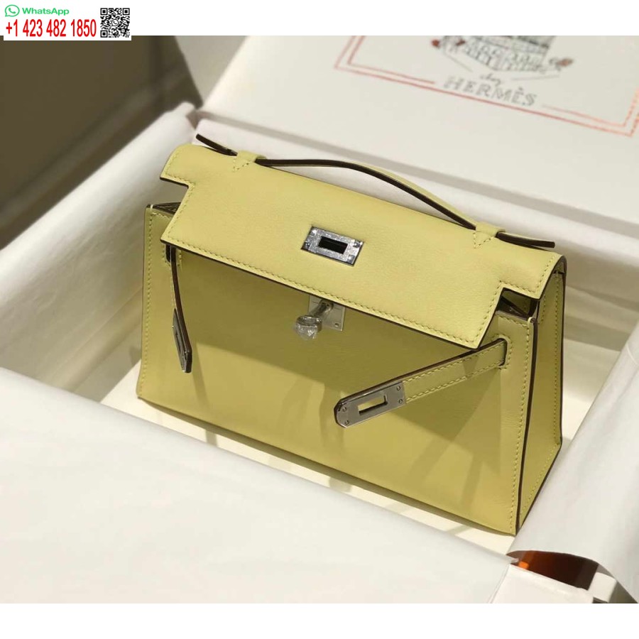 Replica Hermes Kelly Pochette Swift Pochette In Pelle Argento H230260