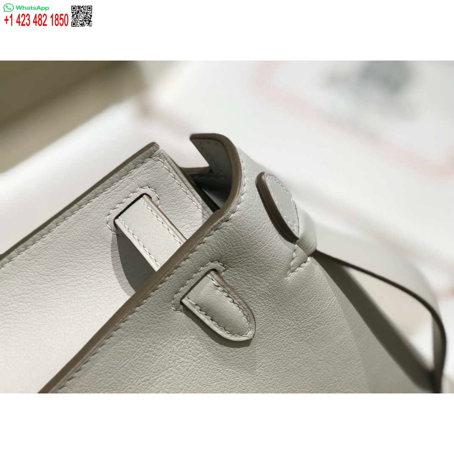 Réplique Hermes Kelly Pochette Swift Sac D'embrayage En Cuir Argent H230259