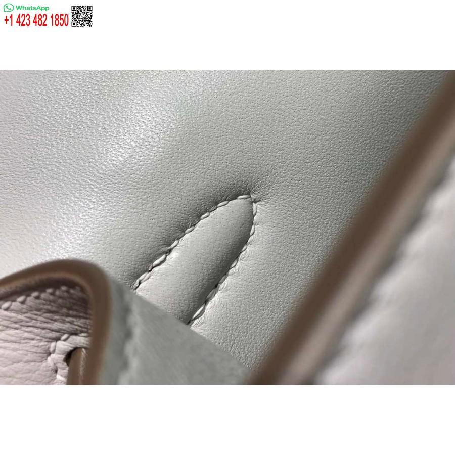 Réplique Hermes Kelly Pochette Swift Sac D'embrayage En Cuir Argent H230259