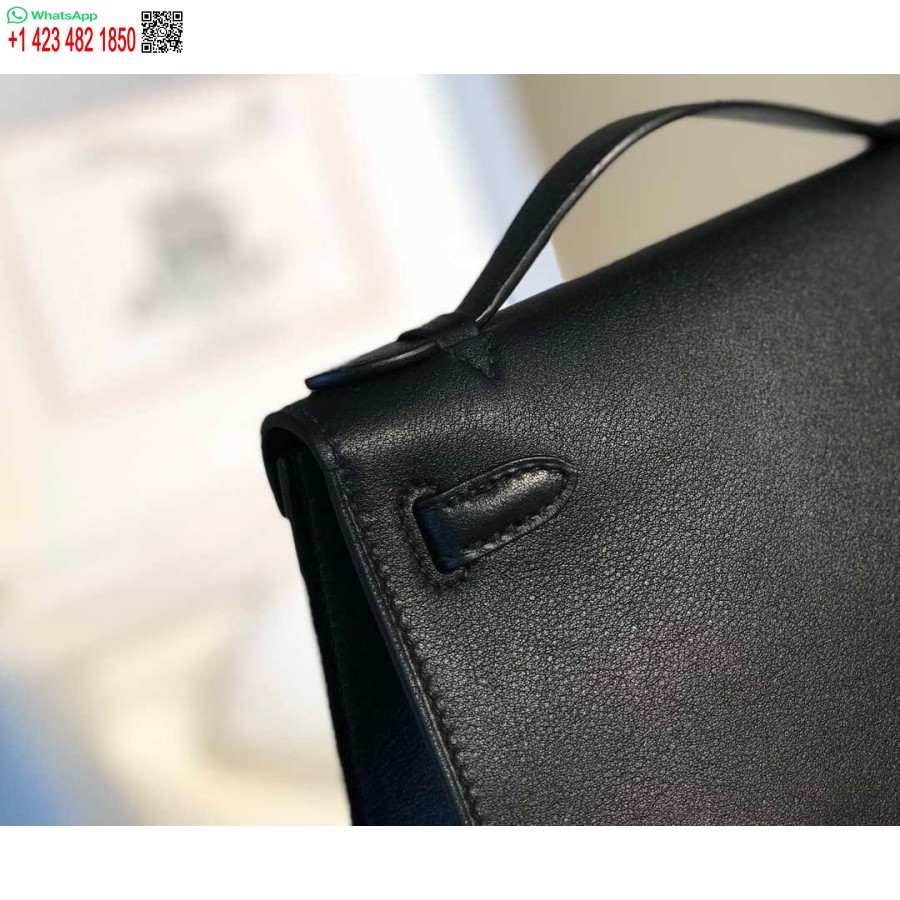 Replika Hermes Kelly Pochette Swift Bőr Kuplungtáska Ezüst H230258