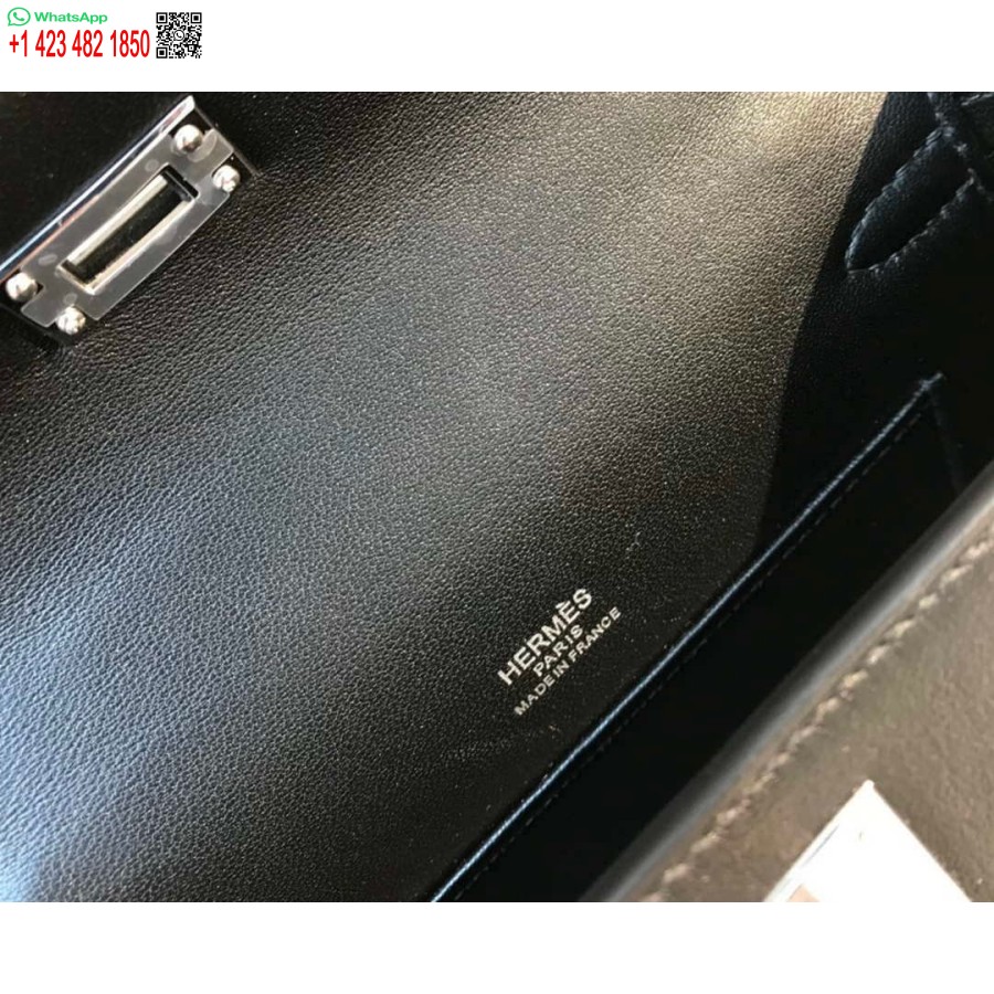 Replika Hermes Kelly Pochette Swift Bőr Kuplungtáska Ezüst H230258