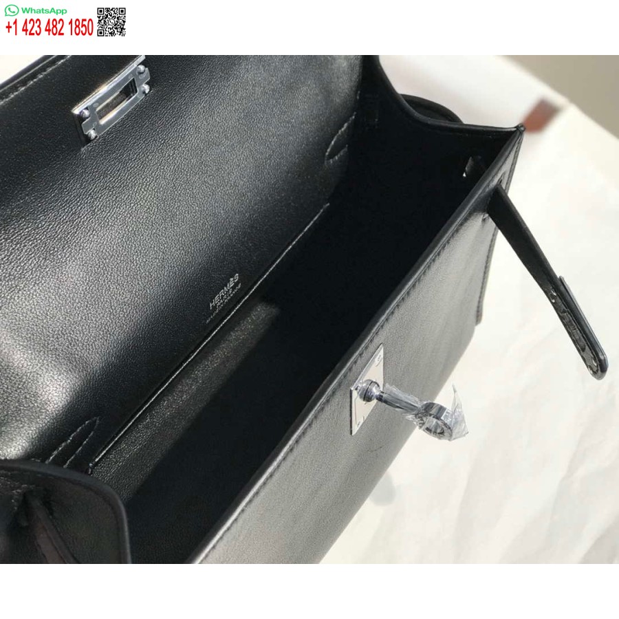 Replika Hermes Kelly Pochette Swift Bőr Kuplungtáska Ezüst H230258