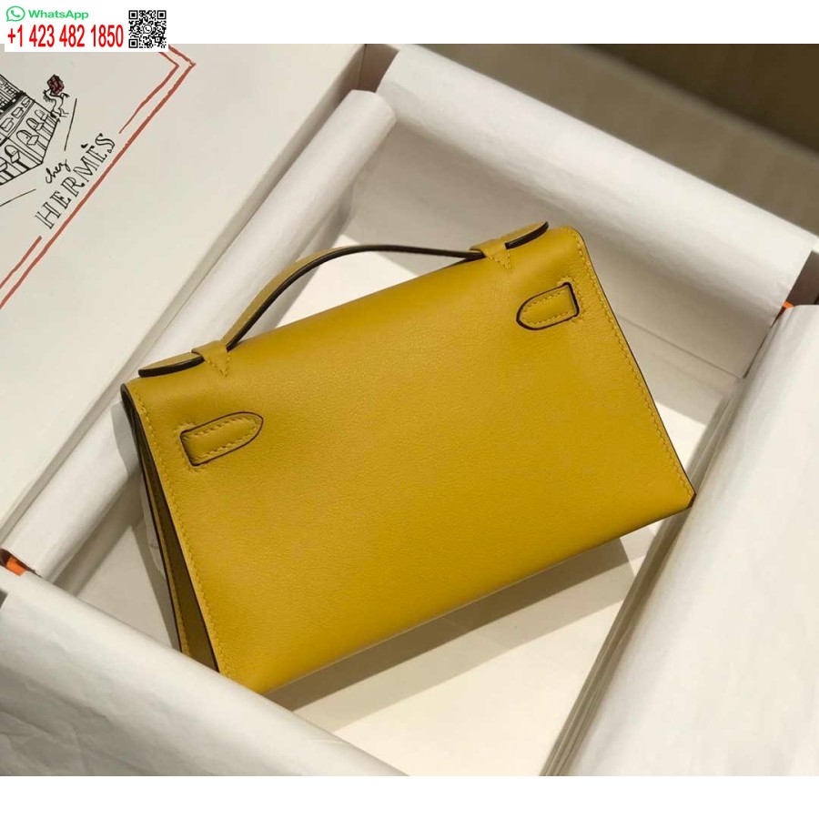 Réplique Hermes Kelly Pochette Swift Sac D'embrayage En Cuir Argent H230257