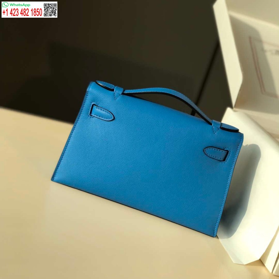 Replica Hermes Kelly Pochette Swift Pochette In Pelle Argento H230256