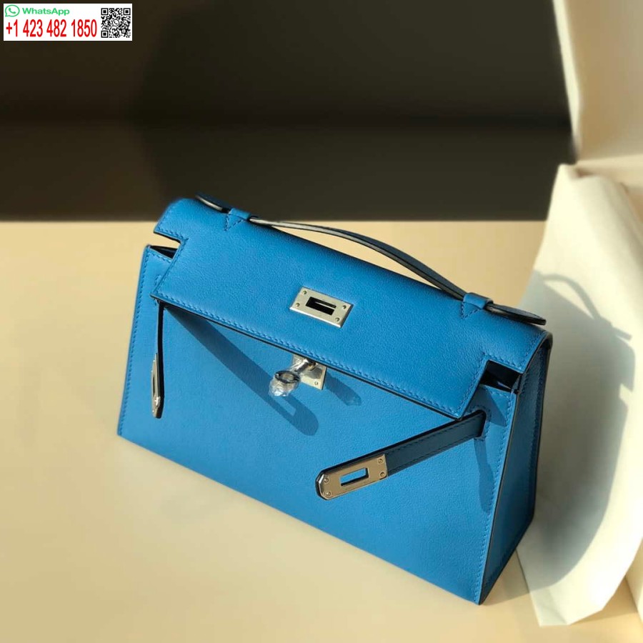 Replica Hermes Kelly Pochette Swift Pochette In Pelle Argento H230256