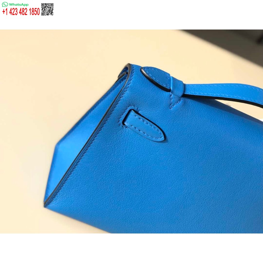 Replica Hermes Kelly Pochette Swift Pochette In Pelle Argento H230256
