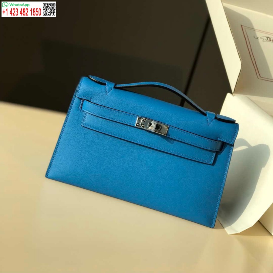 Replica Hermes Kelly Pochette Swift Pochette In Pelle Argento H230256