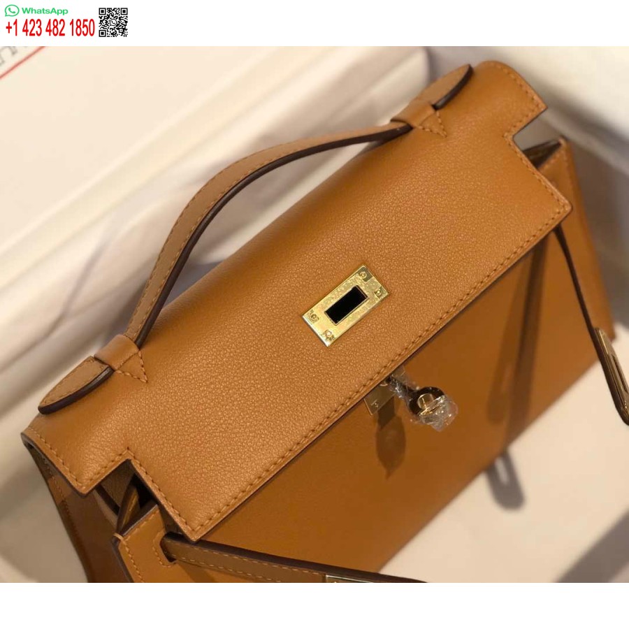 Replika Hermes Kelly Pochette Greitas Odinis Sankabos Krepšys Auksinis H230276