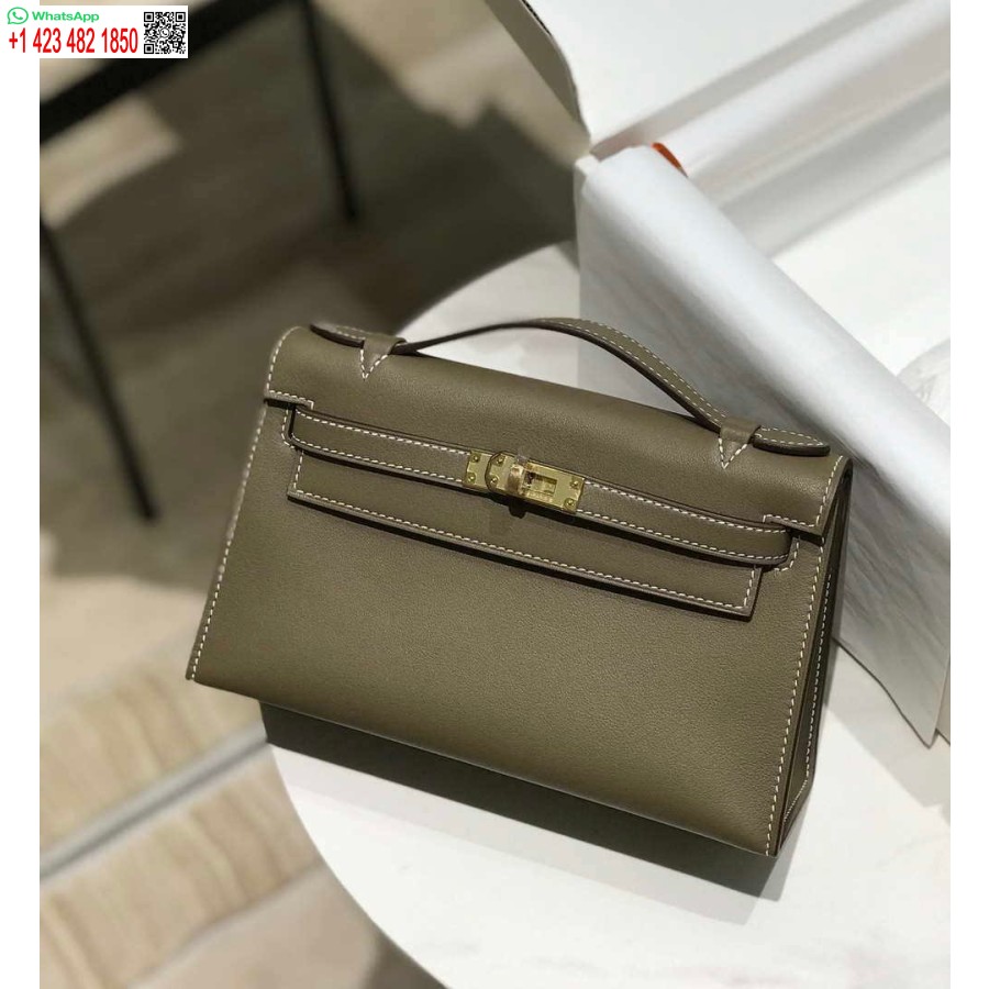 Replica Hermes Kelly Pochette Swift Pochette In Pelle Oro H230274