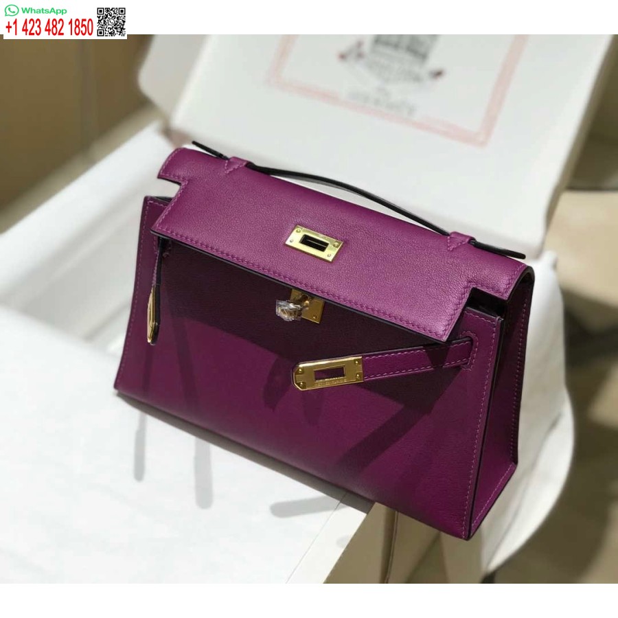 ماکت هرمس کلی پوچت کیف کلاچ چرم سوئیفت طلا H230273