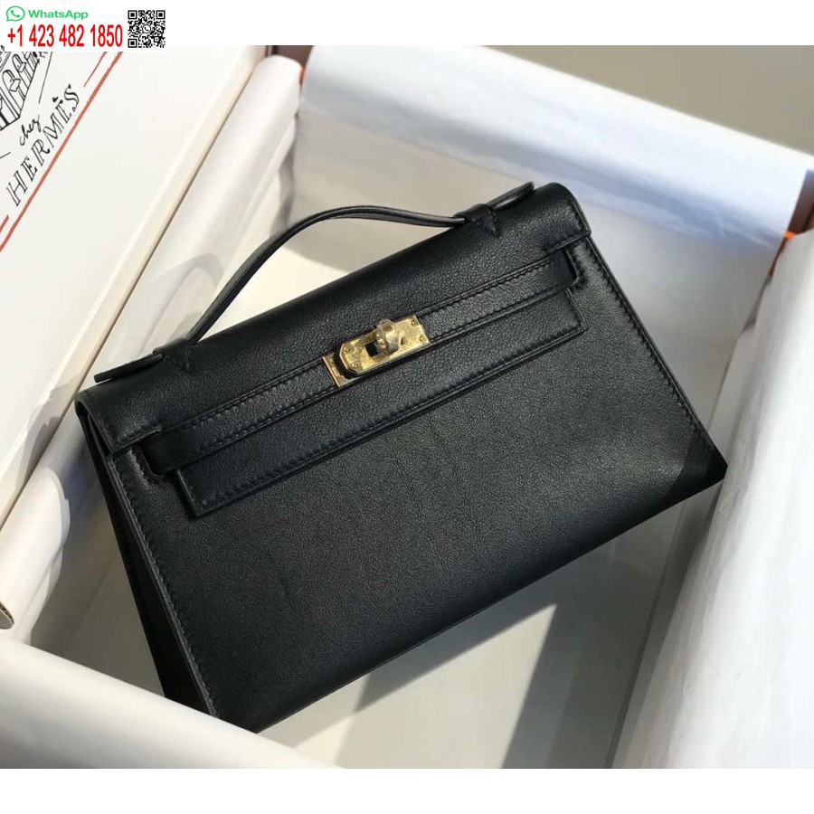 Réplique Hermes Kelly Pochette Swift Sac D'embrayage En Cuir Or H230270