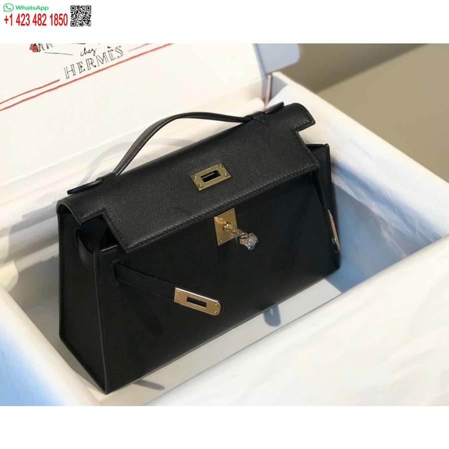 Réplique Hermes Kelly Pochette Swift Sac D'embrayage En Cuir Or H230270