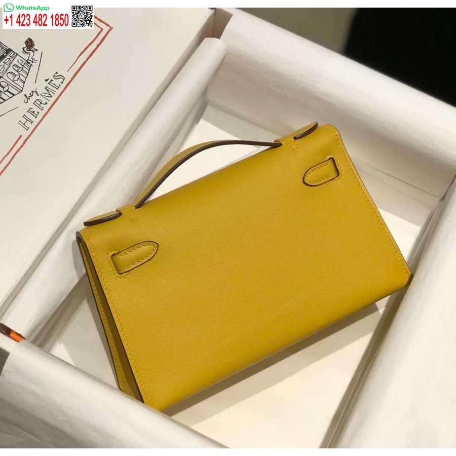 Replica Hermes Kelly Pochette Swift Pochette In Pelle Oro H230269