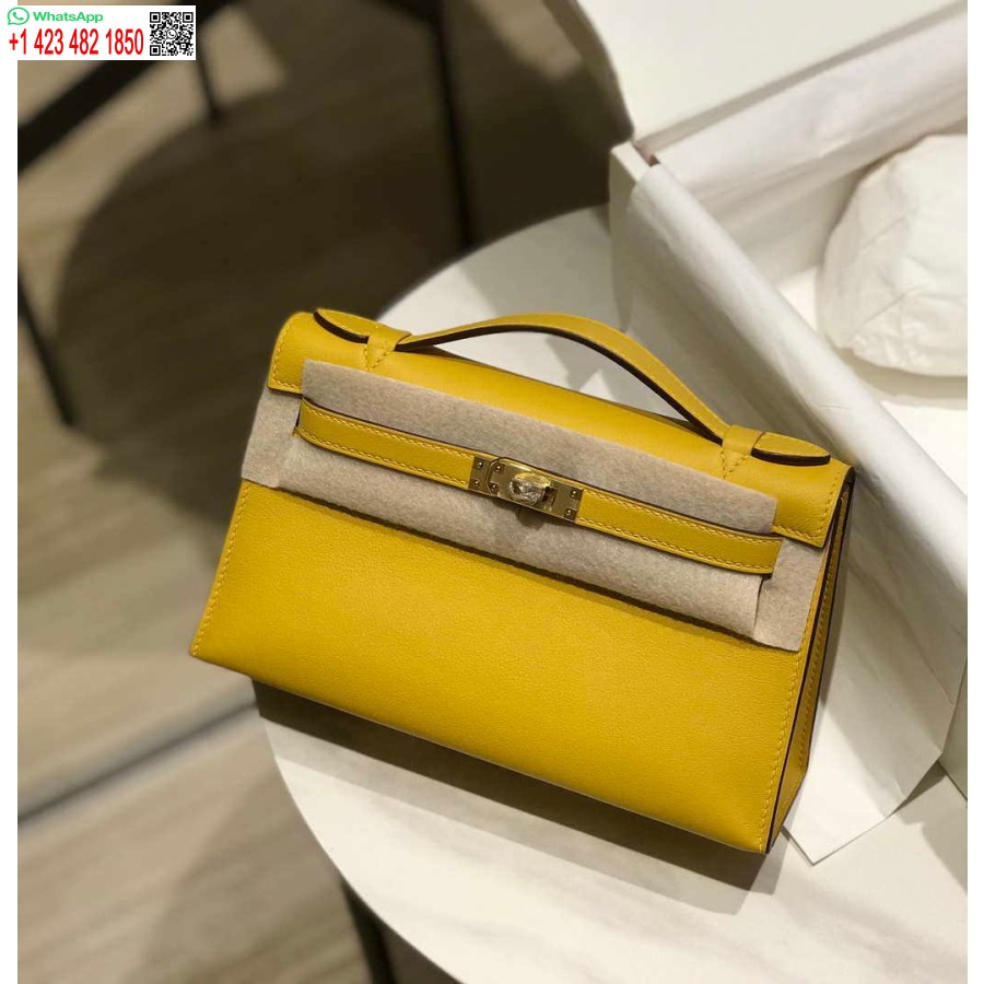 Replica Hermes Kelly Pochette Swift Pochette In Pelle Oro H230269
