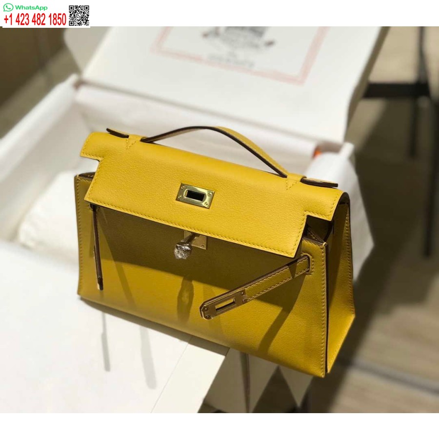 Replica Hermes Kelly Pochette Swift Pochette In Pelle Oro H230269