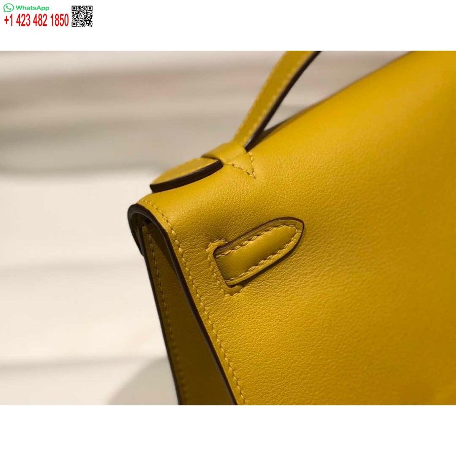 Replica Hermes Kelly Pochette Swift Pochette In Pelle Oro H230269