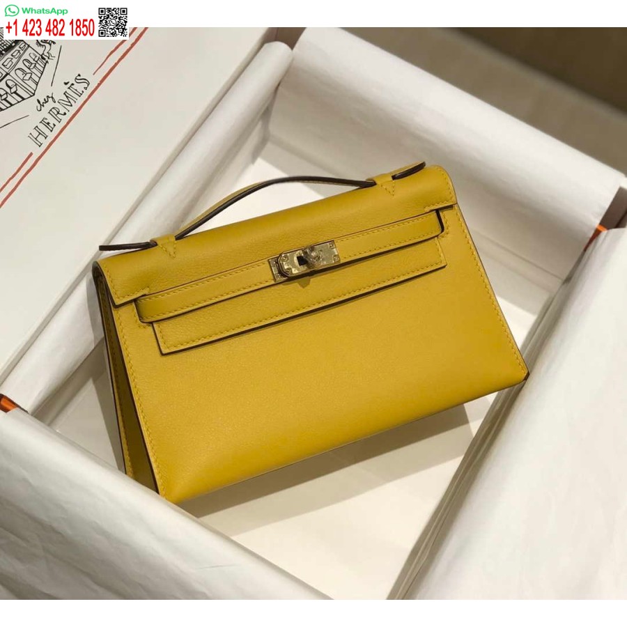 Replica Hermes Kelly Pochette Swift Pochette In Pelle Oro H230269