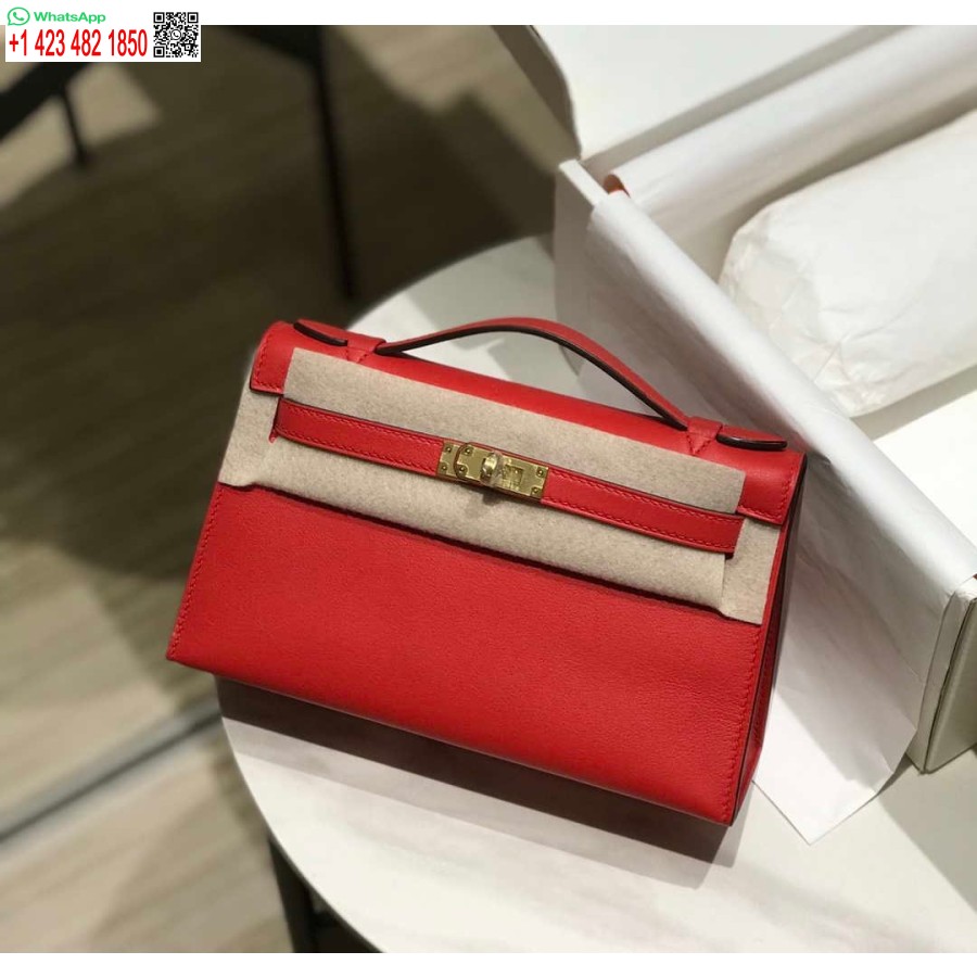 Réplique Hermes Kelly Pochette Swift Sac D'embrayage En Cuir Or H230268