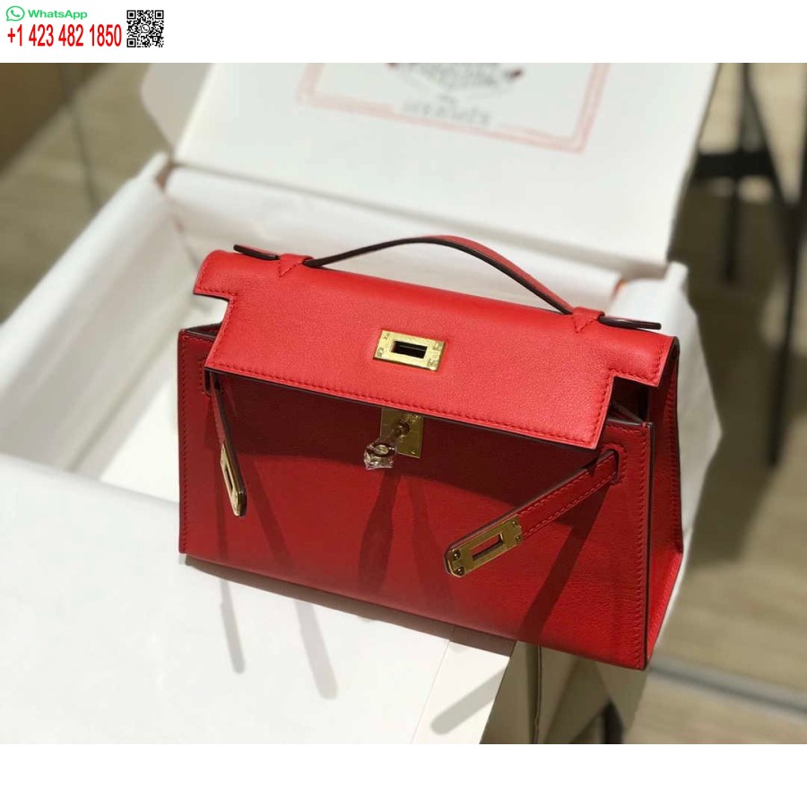 Réplique Hermes Kelly Pochette Swift Sac D'embrayage En Cuir Or H230268