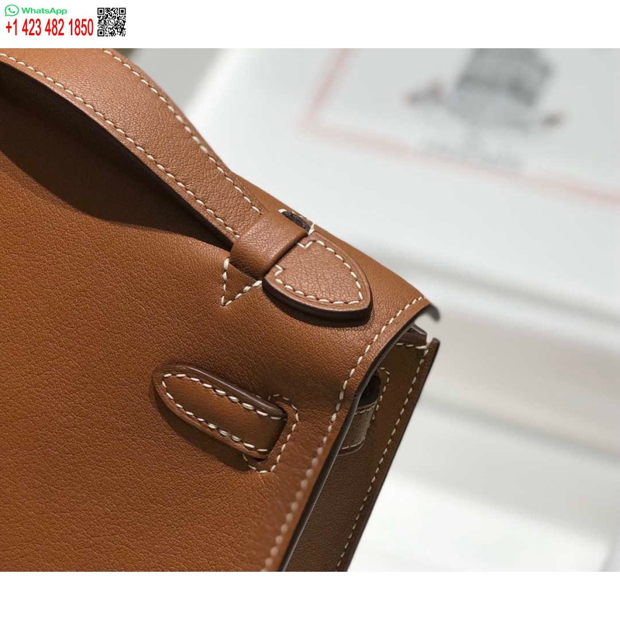 Replica Hermes Kelly Pochette Swift Pochette In Pelle Oro H230265