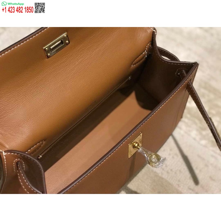 Replica Hermes Kelly Pochette Swift Pochette In Pelle Oro H230265