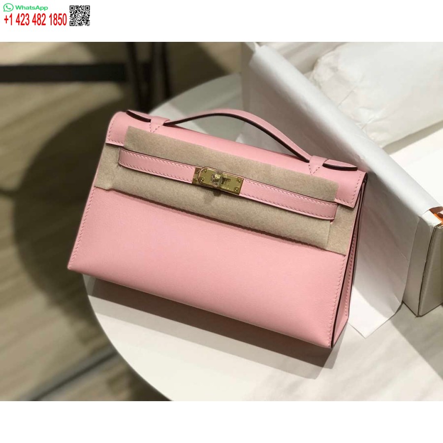 Replik Hermes Kelly Pochette Swift Leder-Clutch-Tasche Gold H230251