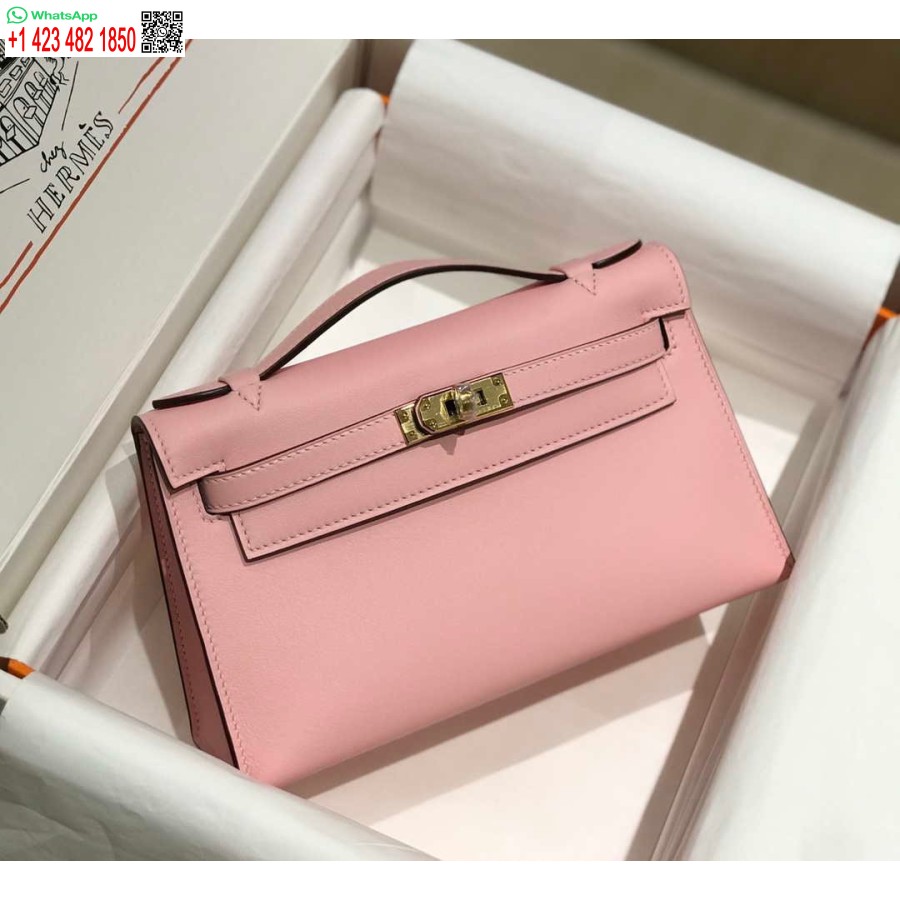 Replik Hermes Kelly Pochette Swift Leder-Clutch-Tasche Gold H230251